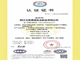 泰源锋五金-ISO9001 :2015 国际质量体系符合证明